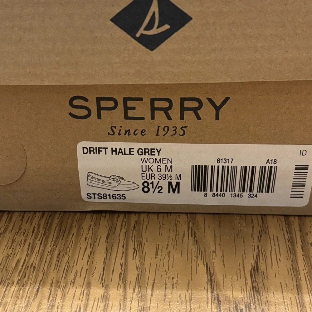Sperry Boat Shoes Womens 8.5 Grey Canvas Crest Vibe Nautical Loafers STS81133
